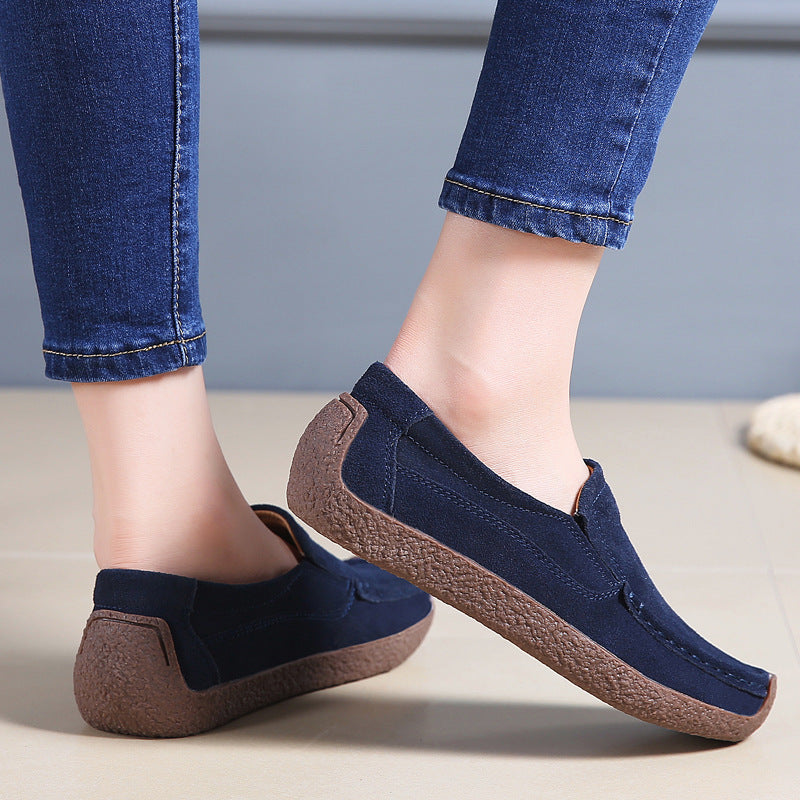 Round Toe Loafers Casual Versatile Solid Color Shoes