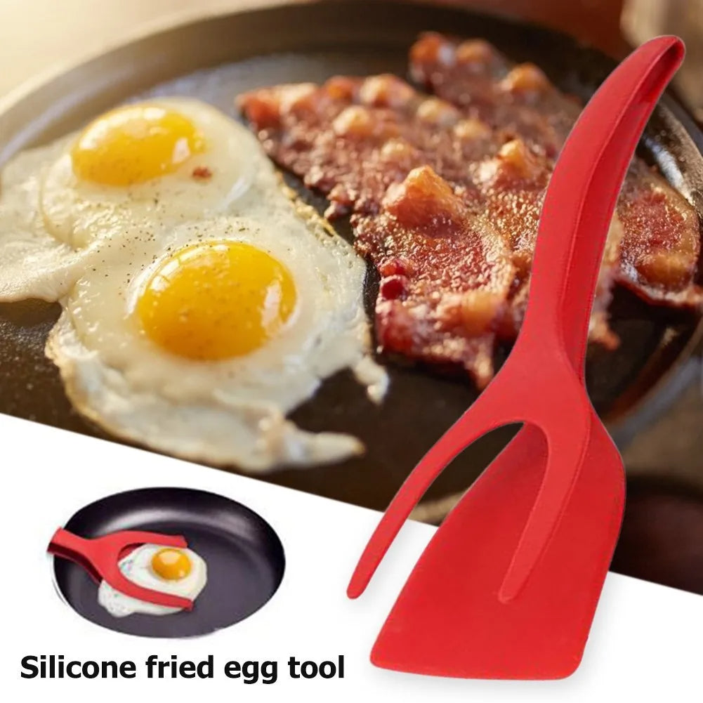 2 in 1 Non Stick Grip & Flip Fried Egg Tong Toast Bread Pancake Spatula Kitchen - Treasure Supply