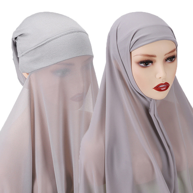 Veiled Muslim Women Chiffon Turban Scarf Set