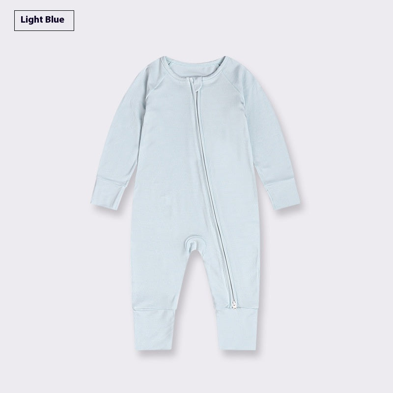 Bamboo Fiber Baby Jumpsuit Baby Zipper Pajamas - Treasure supply