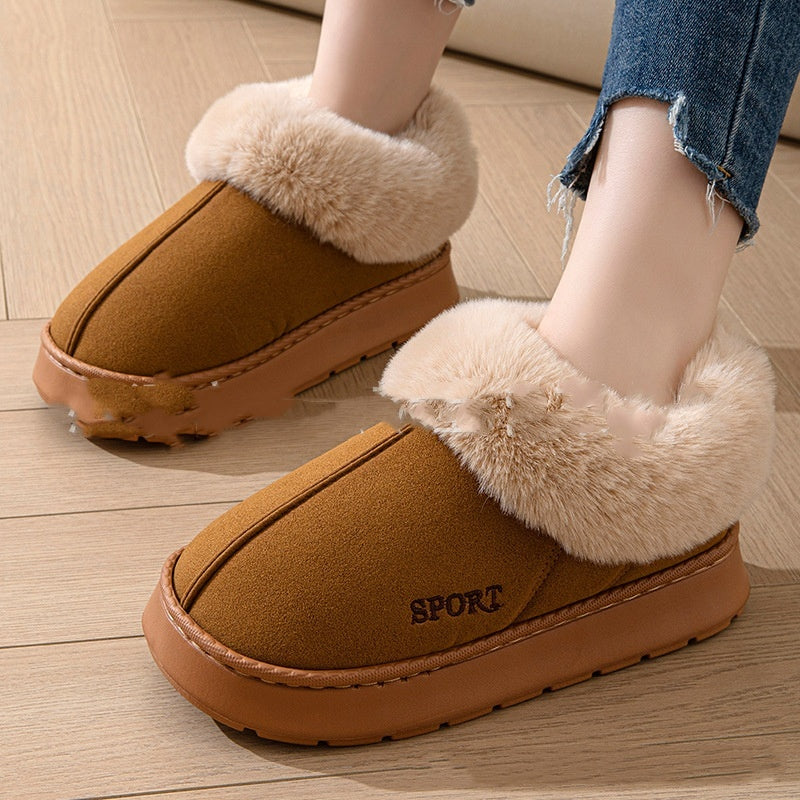 Men Women Cotton Home Plush Thick Slippers