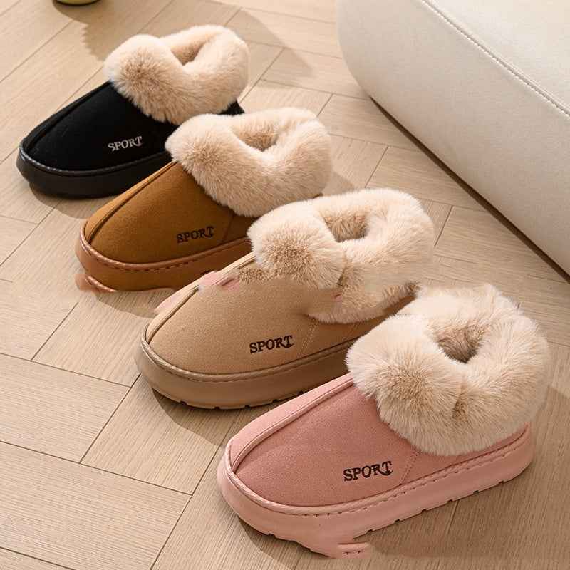 Men Women Cotton Home Plush Thick Slippers - treasure supply