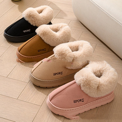 Men Women Cotton Home Plush Thick Slippers - treasure supply