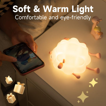 Silicone Night Lights Sheep Cartoon Bedroom Lamp For Children's Rechargeable - Treasure Supply