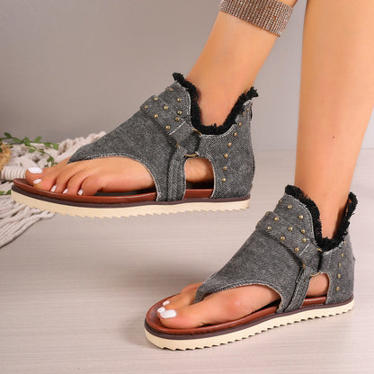 Denim Thong Sandals For Women - treasure supply