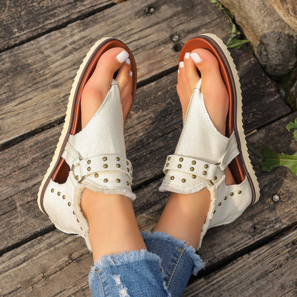 Denim Thong Sandals For Women - treasure supply