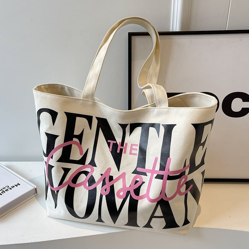 Letter Printed Totes Large Capacity Canvas Bags