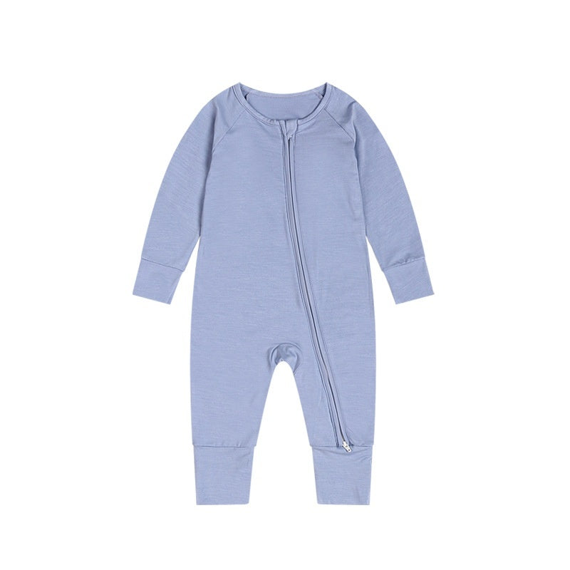 Bamboo Fiber Baby Jumpsuit Baby Zipper Pajamas - Treasure supply