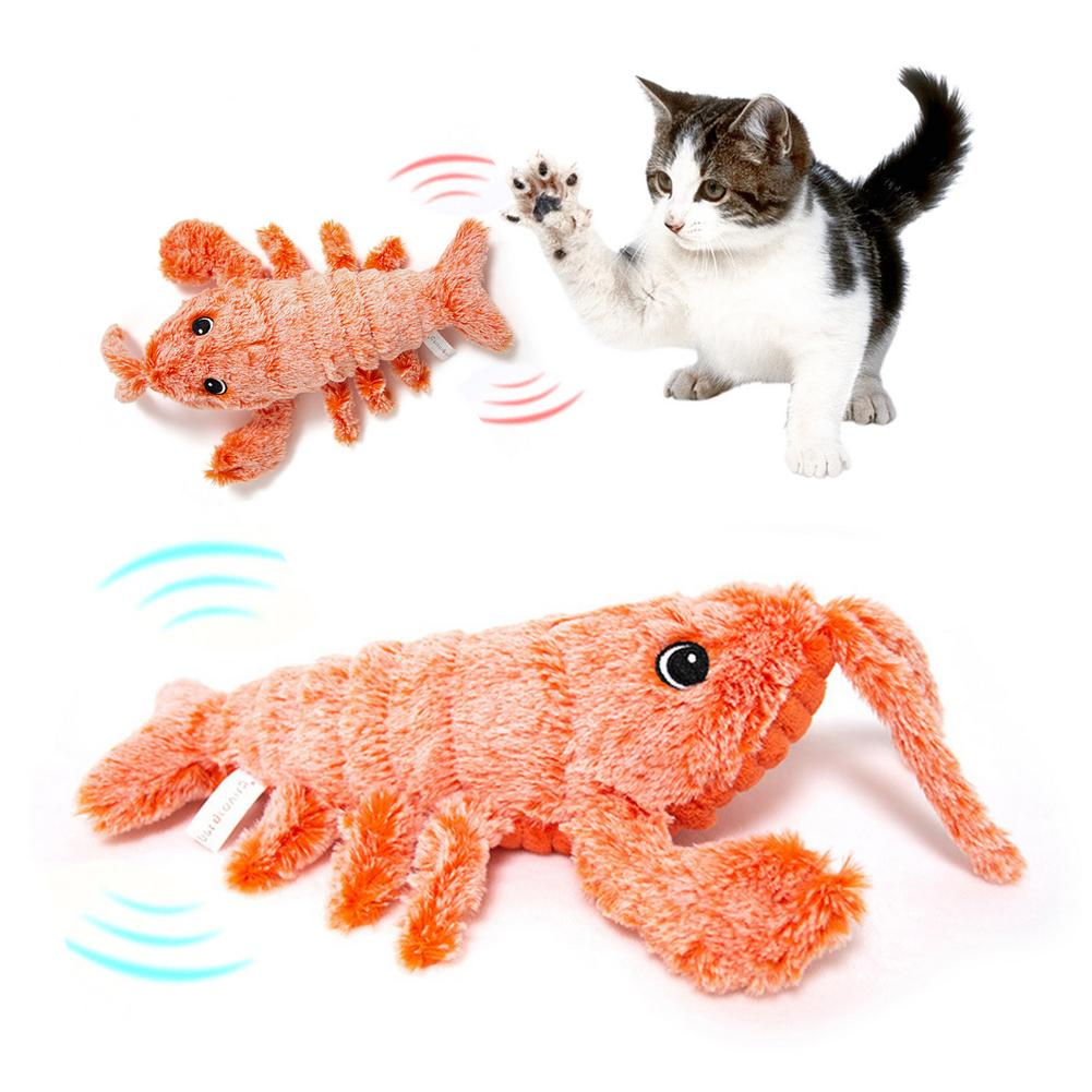 Pet Toys Electric Jumping Shrimp USB Charging Simulation Lobster Funny Cat Plush Pets Toy - Treasure Supply